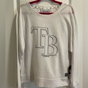 DKNY Tampa Bay Rays LS White mesh top, MLB size Large